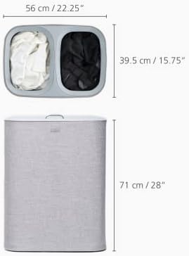 Joseph Joseph Tota 90 liter/23.8 gallon Laundry Hamper Separation Basket with lid, 2 Removable Washing Bags with Handles - Gray - Image 3