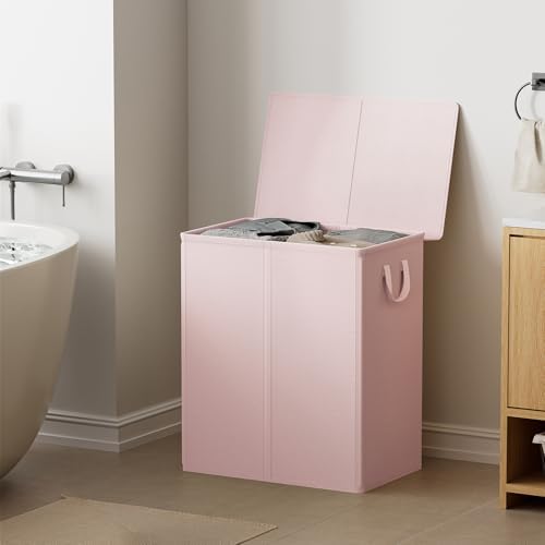 Chrislley Double Laundry Hamper with Lid, 140L Laundry Basket 2 Section - Image 6