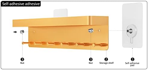 MKO Key Holder for Wall, Mail Organizer and Key Rack with Tray for Hallway, 6 Key Hooks Wall Mount Adhesive(Gold) - Image 3