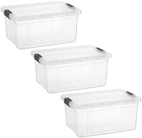 Superio 11 Quart Clear Plastic Storage Boxes with Lids, Stackable Organizer Containers, BPA-Free Storage Bins for Home, Office, School & Dorm, 3 Pack by Superio