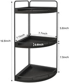 Fixwal 3 Tier Corner Bathroom Countertop Organizer Vanity Wood Shelf Black - Image 3