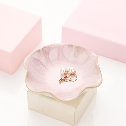 Binoster Ceramic Leaf Jewelry Dish, Pink Key Tray, Modern Jewelry Holder, Small Ring Dish, Trinket Tray, Nightstand Decor Room Decor - Image 6