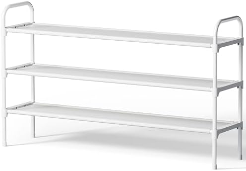 Kitsure Extra-Long Shoe Rack for Closet, 39.0" Wide - 3 Tier, White | Shoe Organizer for Front Door Entrance, Stackable Shoe Shelf, Closet Organizers and Storage by Kitsure