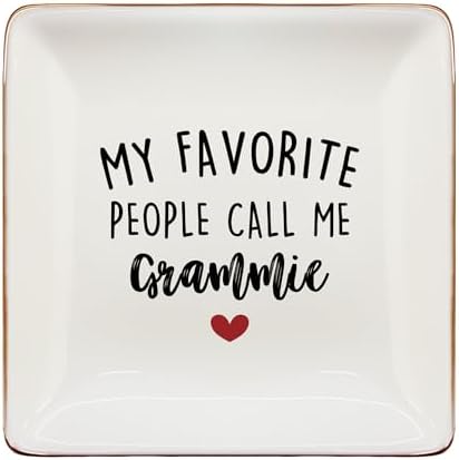 Grammie Gifts Jewelry Dish Tray, Grammie Mother's Day Birthday Gifts Ceramic Jewelry Tray for Rings Earring Bracelet Necklace, Grandma Grandmother Gift from Grandkids Trinket Dish for Women by Unknown