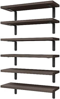 WOPITUES Floating Shelves Set of 6 for Wall Decor & Storage, Dark Brown by WOPITUESOfficial