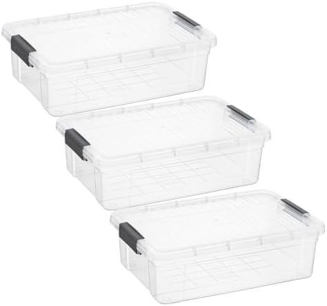 Superio Storage Bins with Lids, Clear Plastic Containers for Organizing, Stackable Totes, BPA Free, Odor Free, Organizer Boxes for Home, and Dorm (3 Pack, 22.75 Qt) by Superio
