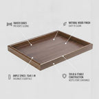 Entryway & Desk Organizer Tray, Solid Wood Rectangular Catchall with Raised Edges for Keys and Watches, 13 x 9.1 Inches, Walnut Finish - Image 5