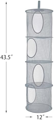 Hanging Stuffed Animal Storage Hammock Net 4 Tiers, Grey - Image 3