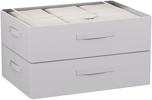 CYhom Under Bed Storage Bins Frame Storage Box Oxford Fabric Sturdy Underbed Container Foldable Stackable Large Capacity Clothes Organizer (Grey, 23.6" x 19.7" x 6.3") by CYhom