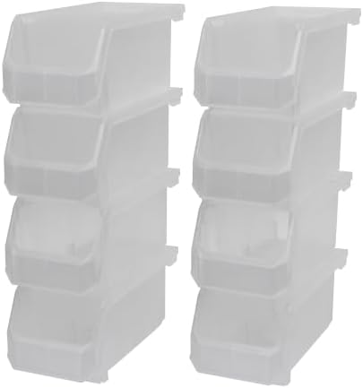 ReadySpace Medium Stackable Plastic Storage Bins, 8-Pack, Clear by Akro-Mils