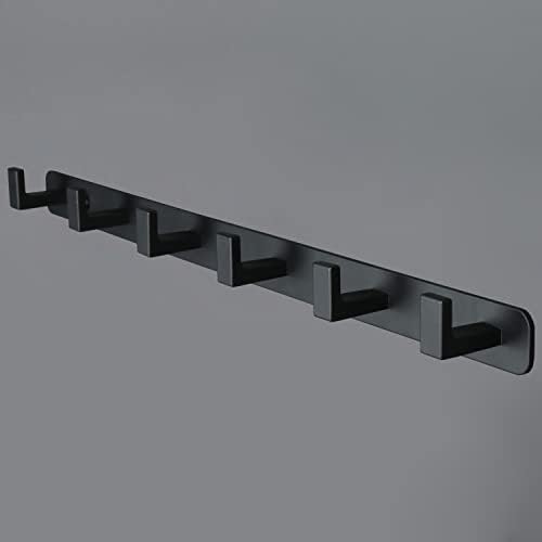 Coat Rack, Heavy Duty Stainless Steel 6 Tri Coat Hook Hanger, Wall Mounted Storage Wall Hooks, Rustic Clothes Hook/Key Hook Rail for Bathroom Kitchen Entryway(6 Hook Black) by Vanloory