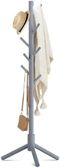 Haddockway Wooden Coat Rack Stand with 8 Hooks New Zealand Pine 3 Adjustable Coat Standing Tree Easy Assembly for Coats, Hats, Scarves and Handbags for Entryway, Hallway, Bedroom, Office by Haddockway
