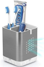 Boperzi Toothbrush Holder Toothpaste Organizer Drainage for Bathroom Vanity, Detachable Anti-Slip Brushed Nickel Toothpaste Storage Caddy 3 Slots with Drainage Holes for Makeup Brush Razor Stand by Boperzi