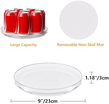 2 Pack Lazy Susan Turntable Organizer with Non-Slip Mat, 9 Inch, Clear - Image 4