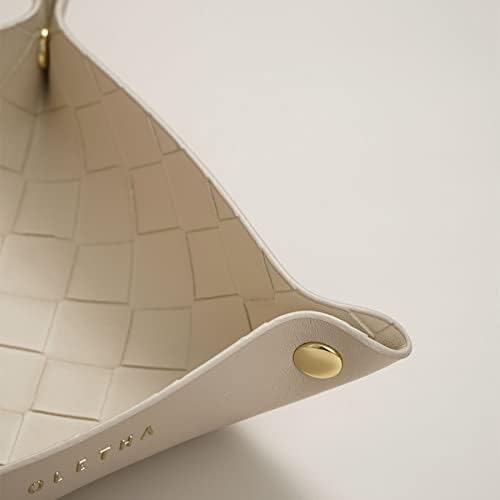 OLETHA Foldable Valet Tray, Travel Essentials, Woven Embossed, Beige - Image 4