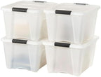 IRIS USA 8 Pack Stackable Storage Bin, 32 Quart Plastic Container Totes with Latching Lids for Home and Office Organization, Pearl - Image 2