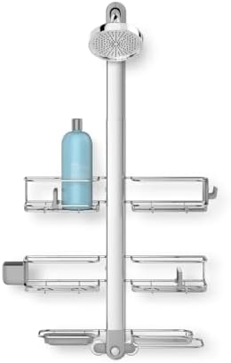 simplehuman X-Large Adjustable Hanging Shower Caddy, Handheld Showerhead Compatible, Family-Size Bathroom Organizer with 12-Inch Extended Neck, Adjustable Shelves, Rust-Proof Stainless Steel by Unknown