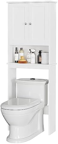 Over the Toilet Storage Cabinet, Bathroom Storage Cabinet White Organizer Over Toilet, Bathroom Space Saver with Adjustable Shelf, White - Image 6