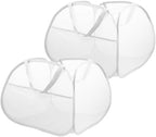 2 Pack Collapsible Laundry Baskets, 90L Large Foldable Laundry Basket, Durable Mesh Pop Up Hampers for Laundry, Dirty Clothes Laundry Hamper for Bedroom, Bathroom, Dorm, Laundry Room, Travel White by Bemkoo