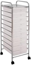 Seville Classics Rolling Utility Organizer Storage Cart, for Home Office, School, Classroom, Scrapbook, Hobby, Craft, 10 Drawer, Frost White by Unknown