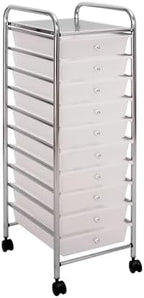 Seville Classics Rolling Utility Organizer Storage Cart, for Home Office, School, Classroom, Scrapbook, Hobby, Craft, 10 Drawer, Frost White by Unknown