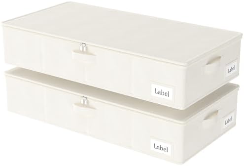 Yawinhe 48L Foldable Underbed Storage Bags, 2 Pack Closet Organizer,Beige by Yawinhe