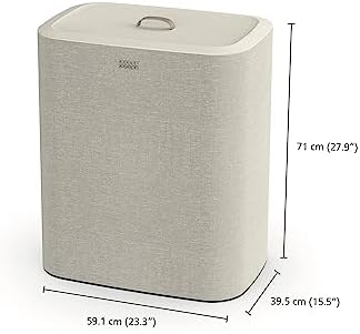 Joseph Joseph Tota 90 liter/23.8 gallon Laundry Hamper Separation Basket with lid, 2 Removable Washing Bags with Handles - Ecru - Image 3