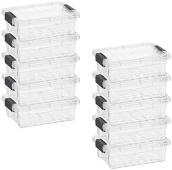 Superio 1.27 Quart Clear Plastic Storage Containers with Lids, Stackable Organizer Bins, BPA-Free Storage Boxes for Home, Office, Dorm & Classroom, 10 Pack by Superio