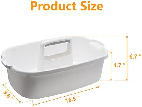 Goderewild 2 Pack Multi-Purpose Plastic Cleaning Caddy with Handle, Shower Caddy Organizer/Storage Basket/Totes Portable for Bathroom Supplies, Cleaning Products, Under Sink Tool. (grey+white) - Image 2