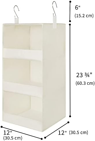 GRANNY SAYS 3-Shelf Hanging Closet Organizer, Foldable Storage, Beige | 33 lb Capacity, No-Sag Support, Keeps Clothes Neat, Folds Flat, Fits RV, Dorm & Small Closets, 2 Pack - Image 3