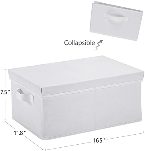 HOONEX Storage Bins with Lids for Organizing, Pack of 2, Storage Boxes with 2 Carrying Handles and Sturdy Heavy Cardboard, 16.5" L x 11.8" W x 7.5" H for Shoes, Books, Clothes, Nursery, White - Image 7