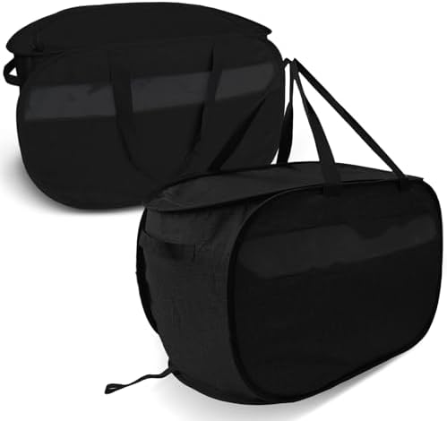 100L Extra Large Mesh Pop Up Laundry Hamper with Lid & Handles 2 Pack, XL Foldable Dirty Clothes Basket for Home Dorm Closet Storage, Portable Laundry Bin, Black. 2H by NairSnow