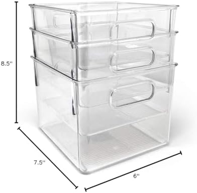 Isaac Jacobs 3-Pack Medium Clear Storage Bins with Handles - Image 6