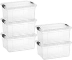 Superio 11 Quart Clear Plastic Storage Boxes with Lids, Stackable Organizer Containers, BPA-Free Storage Bins for Home, Office, School & Dorm, 5 Pack by Superio