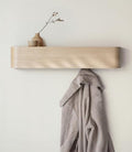 Kazai. Wall-Mounted Coat Rack 'Toke' - Modern Design Coat Rack with Hidden Wall Hooks - Solid Wood Veneer Panel Coat Hanger - Oak, White by KAZAI