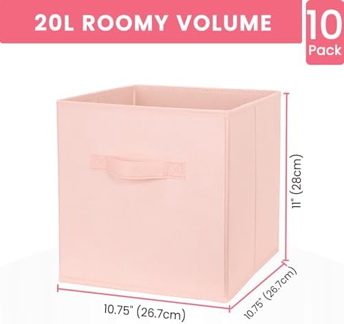 Criusia Storage Cubes- 11 Inch Cube Storage Bins for Organizing Shelves - Nursery Closet Organization Bins for Clothes Blanket - 10 Pack Collapsible Decorative Storage Box for Magazines (Pink) - Image 2