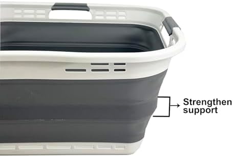 SAMMART 42L (11 Gallon) Collapsible Plastic Storage Basket - Foldable Pop Up Storage Container/Hamper - Portable Laundry Organizer - Space Saving (Grey/Steel Grey, 42L (Style B)) - Image 4