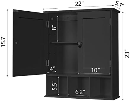 TaoHFE Black Medicine Cabinet Bathroom Over the Toilet Storage Cabinet - Image 2