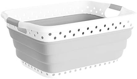Lavish Home Collapsible Plastic Laundry Basket, Gray, 24.25”x17.5”x10.5” by LavishHomeCollection