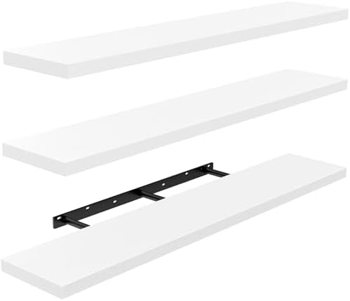 Amada 35.4" Floating Shelves for Wall Decor & Storage, Set of 3, White by AMADAHOMEFURNISHING