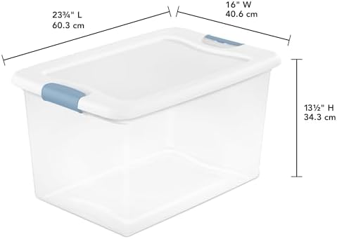 Sterilite Latching Box with Lids for Home and Office, 64 Quart, 16-Pack | Heavy-Duty and Stackable Plastic Containers with Latches for Closet, Cabinet, Bedroom, Bathroom and Dorm Room Organization - Image 2