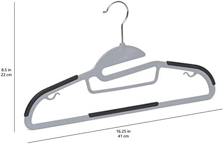 Amazon Basics Space Saving Non-Slip Rubber Coated Plastic Hangers with 360° Swivel Hook, Thin, Gray, Pack of 50 - Image 5