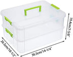 BTSKY 2 Layer Stack & Carry Box, Plastic Multipurpose Portable Storage Container Box Handled Organizer Storage Box for Organizing Stationery, Sewing, Art Craft, Jewelry and Beauty Supplies Green - Image 3