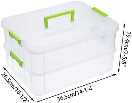 BTSKY 2 Layer Stack & Carry Box, Plastic Multipurpose Portable Storage Container Box Handled Organizer Storage Box for Organizing Stationery, Sewing, Art Craft, Jewelry and Beauty Supplies Green - Image 3