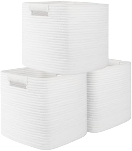 OIAHOMY Storage Cubes 11 Inch Storage Bins 3-Pack Square Baskets White by MasterofSpaceOptimization