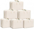 DoYiKe Soft Large Canvas Comforter Storage Bags with Four Carrying Handles and Clear Window, Closet Organizer for Clothing, Blankets Sheets Pillows and Bedding, 80L, 6 Pack, Beige by DoYiKe