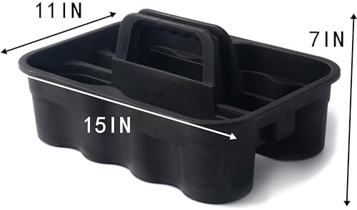 Matthew Large Plastic Tote Tool & Deluxe Supply Cleaning Caddy with Handle Portable Shower Basket Storage Caddy for Cleaning Products Organizer,Take-Out Coffee/Soft Drink,Bath Multi Use - Black - Image 2