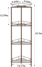 HuggieGems Metal Floor Standing Corner Shower Caddy, Coffee, 4 Tier - Image 7