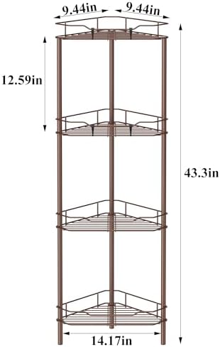 HuggieGems Metal Floor Standing Corner Shower Caddy, Coffee, 4 Tier - Image 7