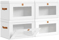 DIMJ Storage Bins with Lids - 4 Pack Large Fabric Closet Organizer with Window & Handles, Collapsible Decorative Storage Boxes for Shelves Under Bed, Books Clothes Blankets Sweaters Organization by DiMJ